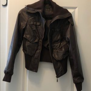 Brown leather jacket